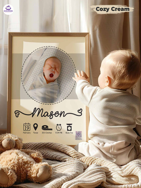 Minimalist Baby Birth Stats Poster – Personalized Newborn Print